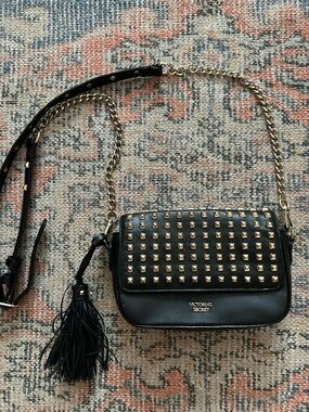Victoria's Secret Black Studded Crossbody with Tassel